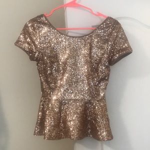 Rose Gold sequins peplum top